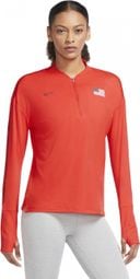 Nike Team USA Camiseta de manga larga con media cremallera para mujer rojo