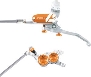 Frein Avant Hope TECH4 V4 Argent / Orange Durite Tressé Aviation