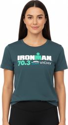 Dames Ironman 70.3 Vichy Turquoise Blauw Korte Mouw T-Shirt