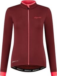 Maillot Manches Longues Velo Rogelli Essential - Femme - Bordeaux/Corail