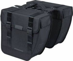 sacoche arriere velo double tour 28l noir (34x14x34cm) fixation porte bagage compatible systeme mik