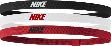 Nike Headbands 2.0 x 3 Elastische Stirnbänder Schwarz Rot