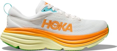 Chaussures Running Hoka One One Bondi 8 Blanc Orange Homme