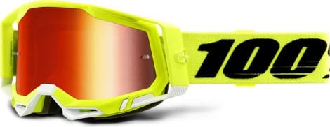 100% RACECRAFT 2 Goggle | Fluorescent Yellow Black | Mirror Red lenses