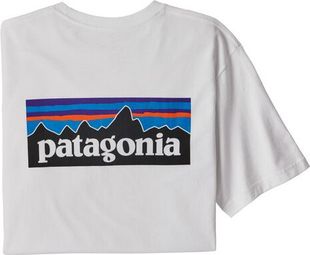 Korte Mouwen Tee Shirt Patagonia P-6 Logo Responsibili-Tee Wit Heren