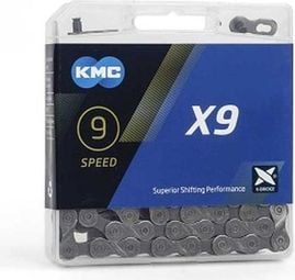 KMC Chaîne de vélo X9 Gris 114 maillons