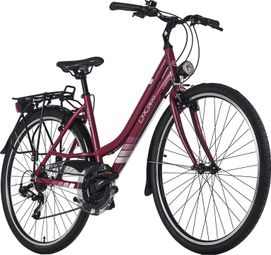 VTC Femme 28'' Ravenna 50 Rouge V-Brakes TC 45 cm 21 Vitesses DaCapo