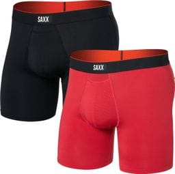 Saxx Multi-Sport Mesh Fly Boxer (Pack of 2) Red/Black Men's