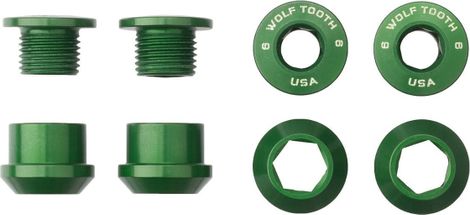 Lot de 4 Vis Cheminées Wolf Tooth 4 Chainring Bolts + Nuts for 1X 6mm Vert