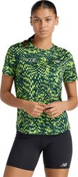 New Balance London Edition RC Essential Printed korte mouwen shirt geel/groen dames