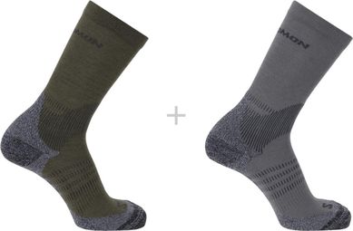 Chaussettes Salomon X Ultra Access Crew Kaki/Gris (2 paires)
