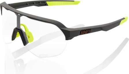 100% S2 Soft Tact Brille Schwarz / Gelb / Transparente selbsttönende Gläser