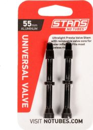 Stan's NoTubes - Paire de valves  Universal  Al  Presta 55mm  Black