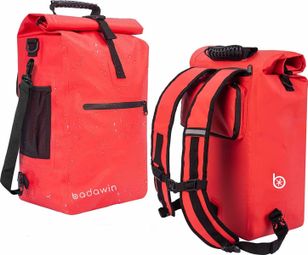 BADAWIN SAC DE VELO 4. EN 1 - SAC À DOS / SACOCHE DE PORTE-BAGAGES / SAC BANDOULIÈRE / SAC À PORTER À LA MAIN 25L ALI ROUGE