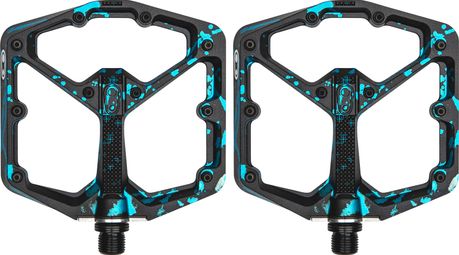 Pair of Crankbrothers Stamp 7 Wide Flat Pedals Limited Edition Black / Blue  Splatter