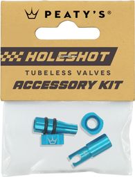 Bouchons de Valves Tubeless Peaty's V2 Holeshot Fast Flow Bleu Turquoise