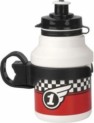 Bidon Polisport race + porte-bidon blanc bouchon à clipser 350ml