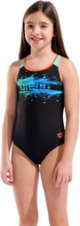Arena Paint Black/Blue Girls' Swimsuit