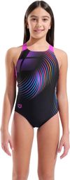 Arena Pinwheel Black/Purple Girls' Swimsuit