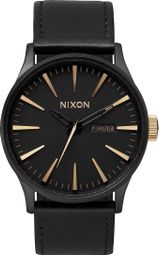 NIXON SENTRY LEATHER Matte Black / Gold One Size