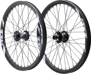 Paire de Roues Carbone Pro Pride Wave White Control V2 20/15mm Noir