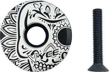 Bouchon de potence en alliage d'aluminium ultra-léger - Blanc à motifs skull