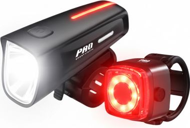 Kit d'éclairage vélo 100 Lux  phare avant et feu arrière LED rechargeables USB