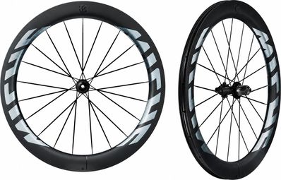 Paire de Roues Miche Deva RD 62 700mm | 12x100 - 12x142 mm | Centerlock | Noir/Argent