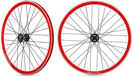 Roue avant vélo de piste/fixie rouge (30mm) - Roue et pneu vélo sur La