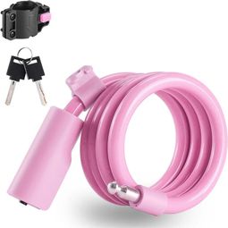 Antivol de Vélo  Câble Acier Antivol Extensible 115cm - rose
