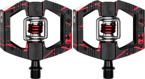 Paire de Pédales Automatiques avec Cages Crankbrothers Mallet E LS Édition Limitée Rouge Splatter