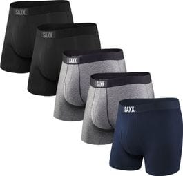 5 Saxx Ultra Super Soft Brief Boxershorts / Schwarz / Heather Grey / Navy