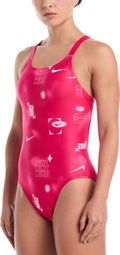 Nike Swim HydraStrong Multi Print Badeanzug Rosa Frau