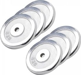 Disques de poids chromés avec alésage de 31 mm - De 0 5 KG à 30 KG - Poids : 30 KG(6 X 5 KG)