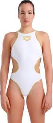 Maillot de Bain 1 Pièce Femme Arena One Big Logo Blanc Or