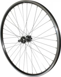 Roue vtt 26  p2r disc 6trous arriere alu noire double paroi moy 36rayons alu disque roue libre 8-7-6v.