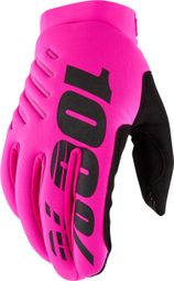 Lange Handschuhe 100% Brisker Damen Fluo Pink / Schwarz