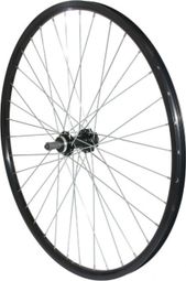 Roue vtt 27.5  p2r disc arriere alu noire double paroi moy 36rayons alu 6trous roue libre 8-7-6v.