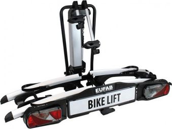 Eufab Bike Lift Portabici da Gancio di Traino 13 Pin - 2 Bici (Compatibile con E-Bikes) Nero Argento