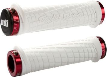 Paire de grips ODI-Troy Lee Designs Signature MTB Blanc 130 mm
