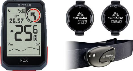 Compteur GPS Sigma ROX 4.0 Pack Cadence Vitesse Cardio Noir