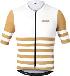 OZIO MAILLOT CYCLISTE MANCHES COURTES LOCMAN BLANC OCRE (Coupe Ajustée)