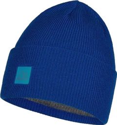 Buff Crossknit Unisex Beanie Blue