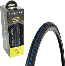 Pneu 700 x 23c Deli route noir bande bleu tringle souple