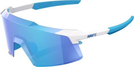 100% Aerocraft Matte White Glasses / HiPER Blue Mirror Lenses