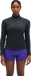 Hoka SkyForm Damen-Oberteil mit halbem Reißverschluss, schwarz