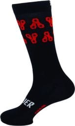 Chaussettes de cyclisme d'hiver en laine mérinos Heat Mooquer Chain Coffee Noire