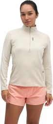 Hoka SkyForm Damen-Oberteil mit halbem Reißverschluss, beige