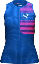 Maillot sin mangas Compressport Tri Postural para mujer Azul / Rosa