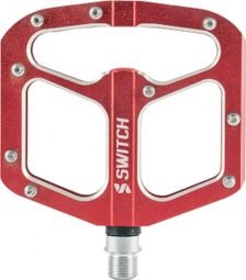 PEDALE VTT DESCENTE - BMX SWITCH GAP ROUGE ALU FILETAGE 9-16 AVEC PICOTS ARGENT (PAIRE)